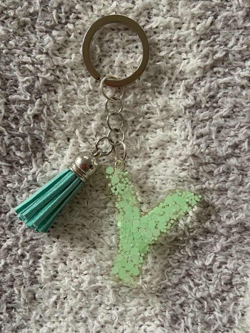 'Y' Initial Keychain with Tassel
